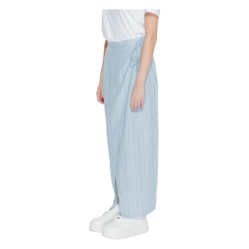 Vero Moda Blauwe Pinstripe Linnen Blend Kant Rok Blue Dames