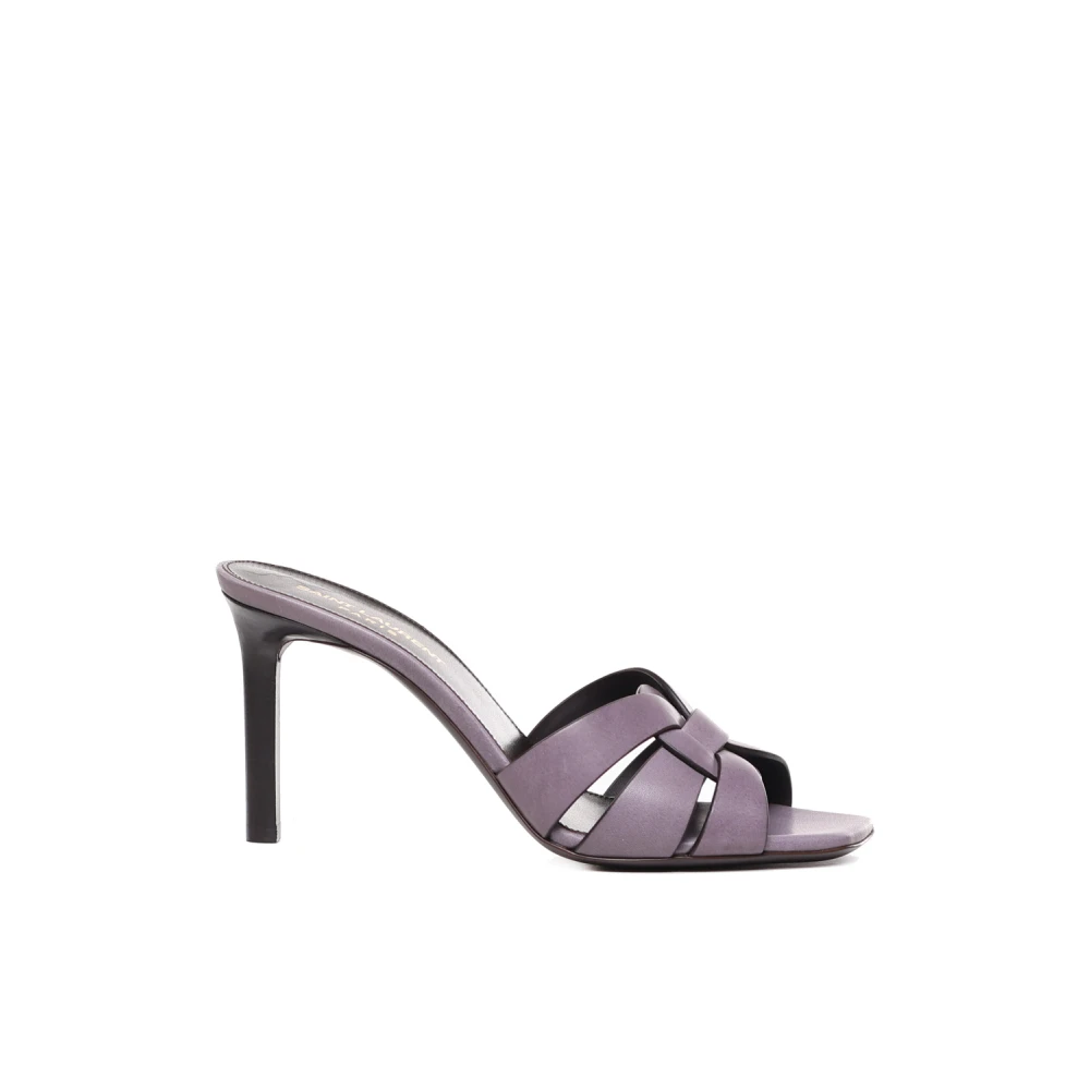 Saint Laurent Gevlochten Band Hakken Muiltjes Purple Dames