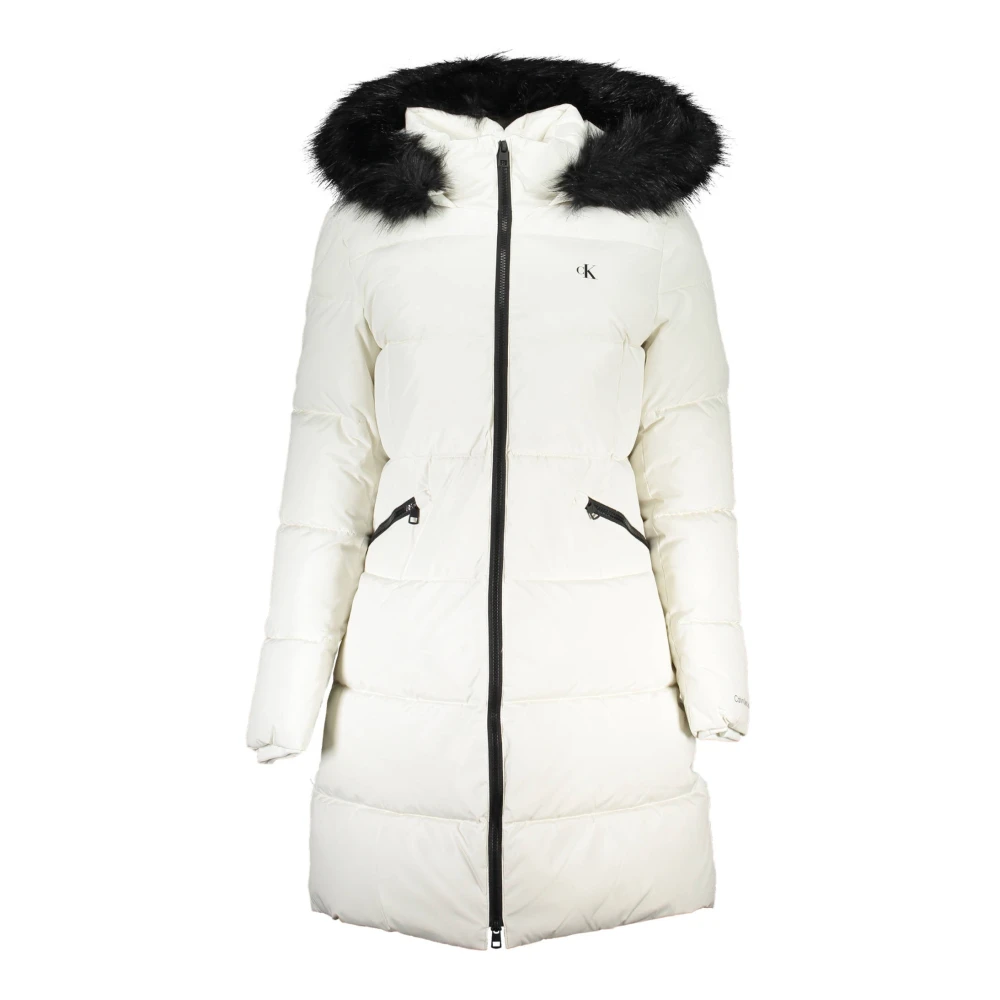Calvin Klein Witte jas met lange mouwen en afneembare capuchon White Dames