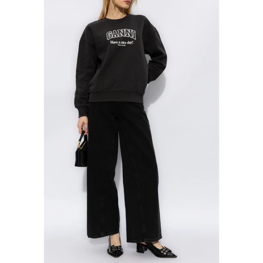 Ganni Sweatshirt met logo Black Dames