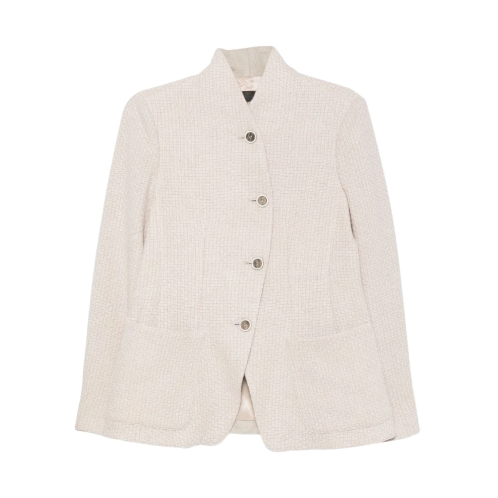 Emporio Armani Wool Blazer Jacket - Female - Tweed Jackets - Beige - M - Jackets