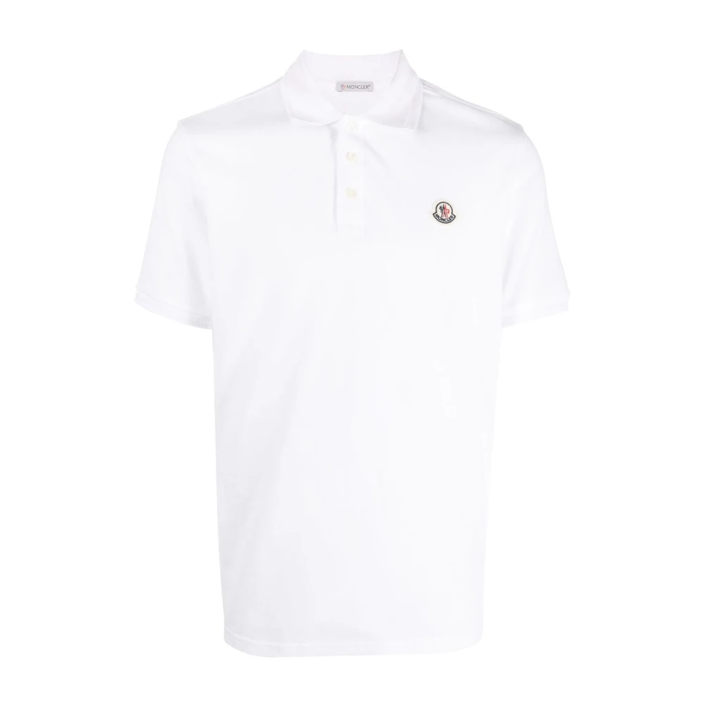 Moncler Wit Katoenen Poloshirt met Logopatch White Heren