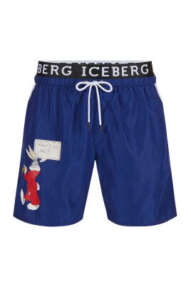 maillot-de-bain-bleu-marine-avec-bande-elastique-contrastante-impression-looney-tunes