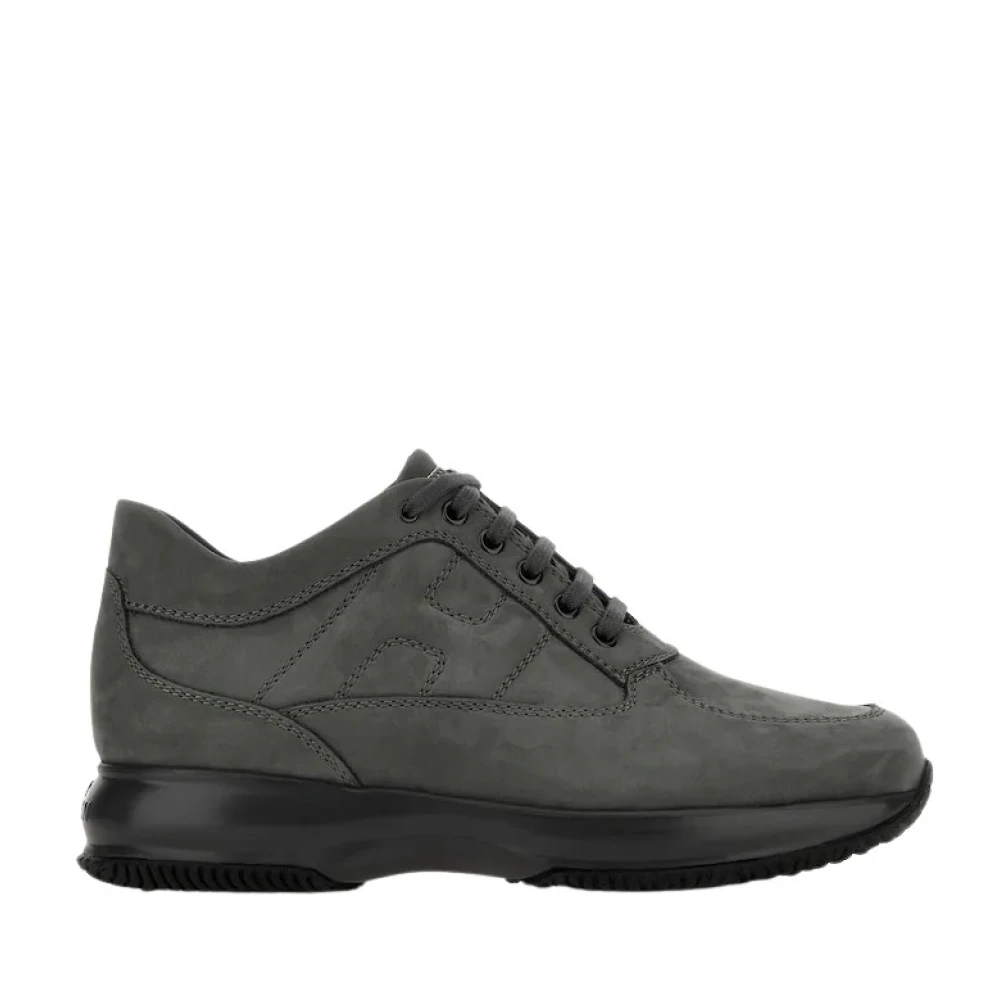 Hogan Men's Gray Sneakers, 9 Uk, Grey Nubuck Trainers With Padded H