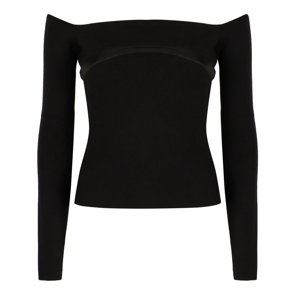 Nina Ricci Slim Fit Off the Shoulder Top Black Dames