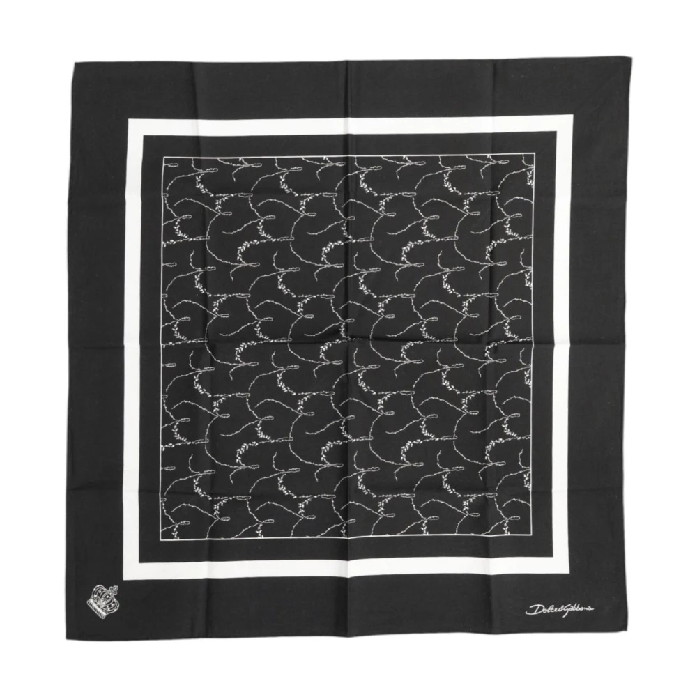 Dolce & Gabbana Mannelijk Zwart Accessoires Heren, One Size, Katoen, Logo Details Vierkante Foulard Sjaal