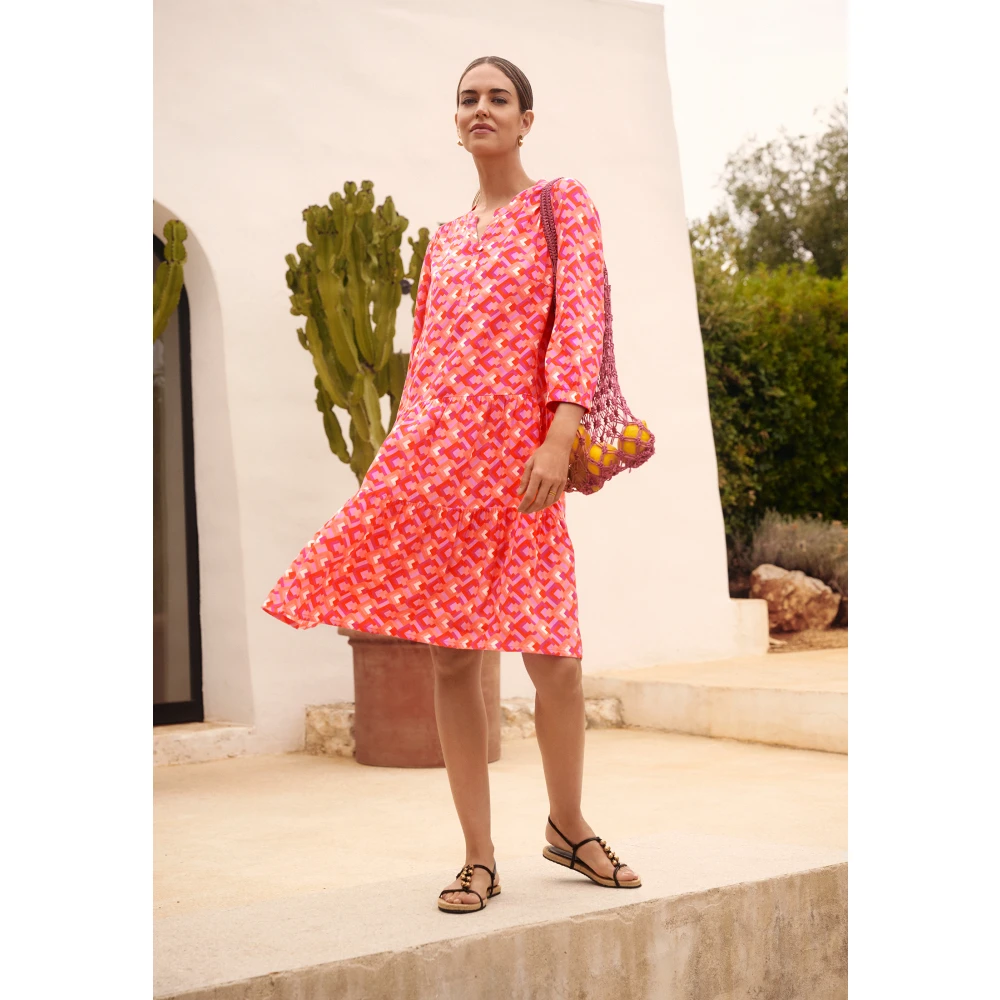 Betty Barclay Bloemen 3 4 Mouw Jurk Pink Dames