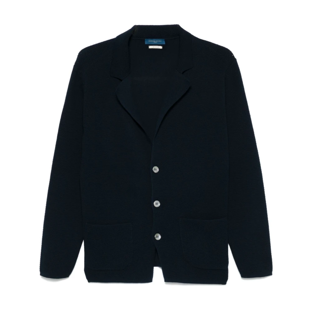 Daniele Fiesoli Blauwe Jas Knoopsluiting Zakken Blue Heren