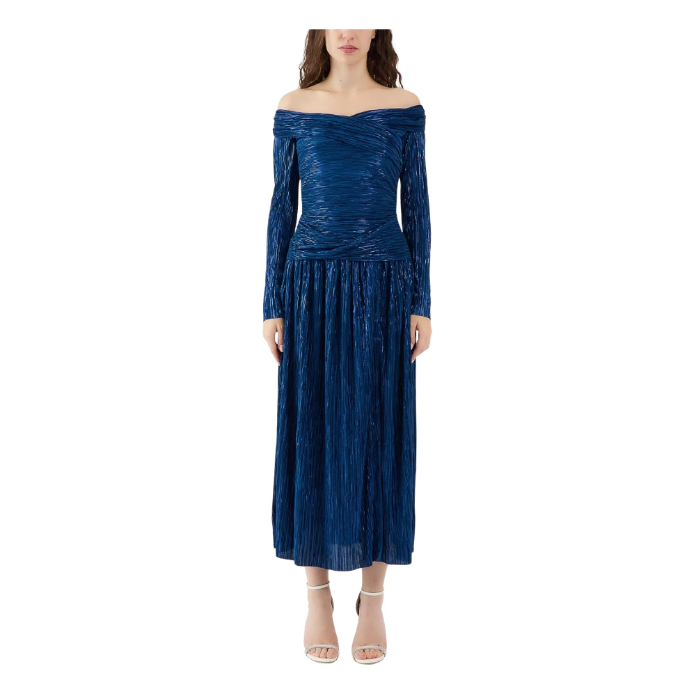 Sabina Musayev Metallic stof lange jurk Blue Dames