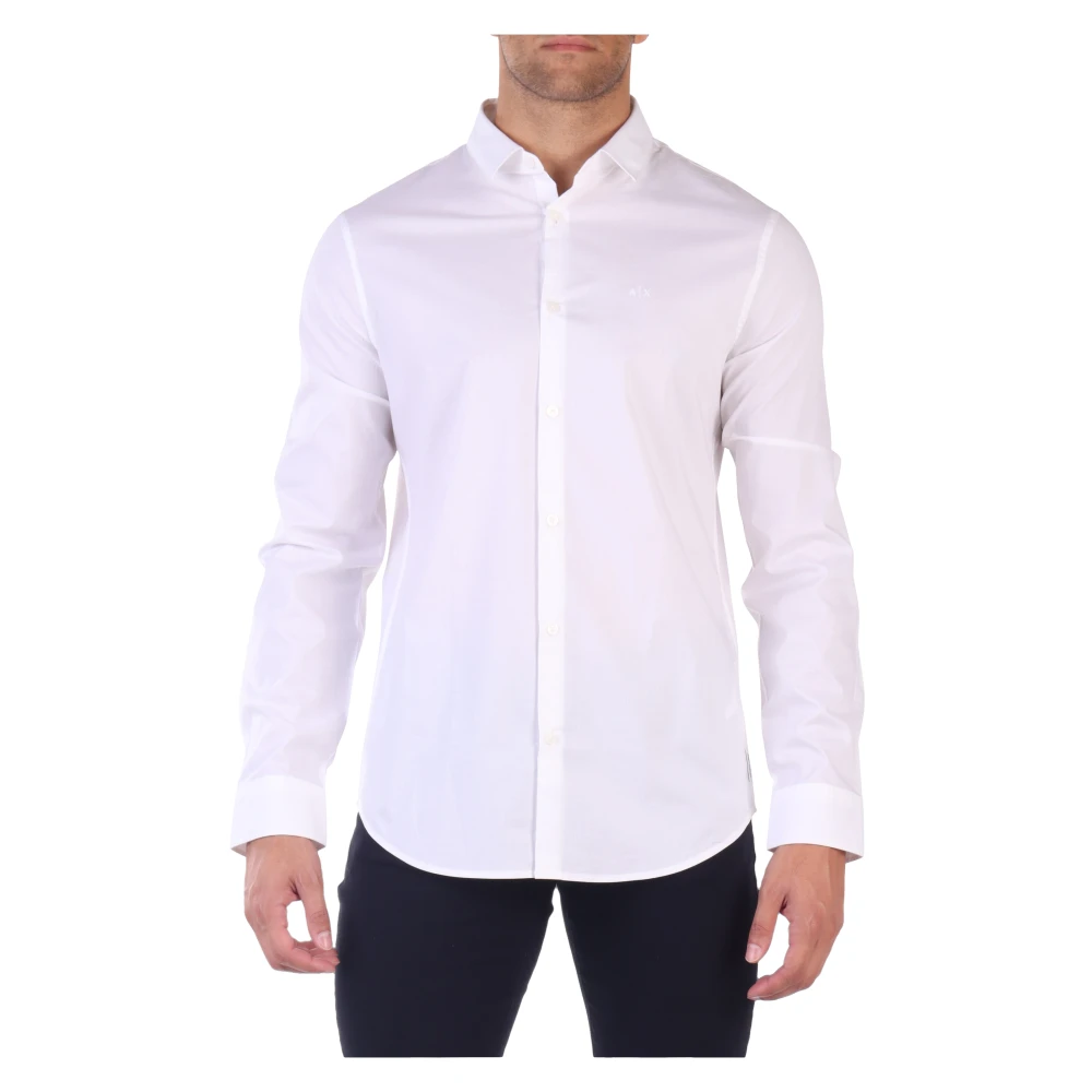 Armani Exchange Slim Fit Stretch Katoenen Overhemd White Heren