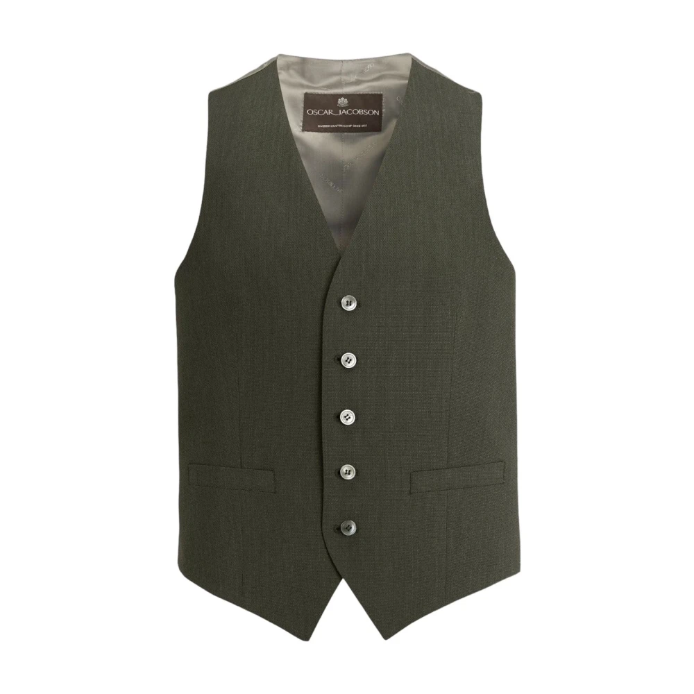Oscar Jacobson Groene Wollen Vest Regular Fit Green Heren