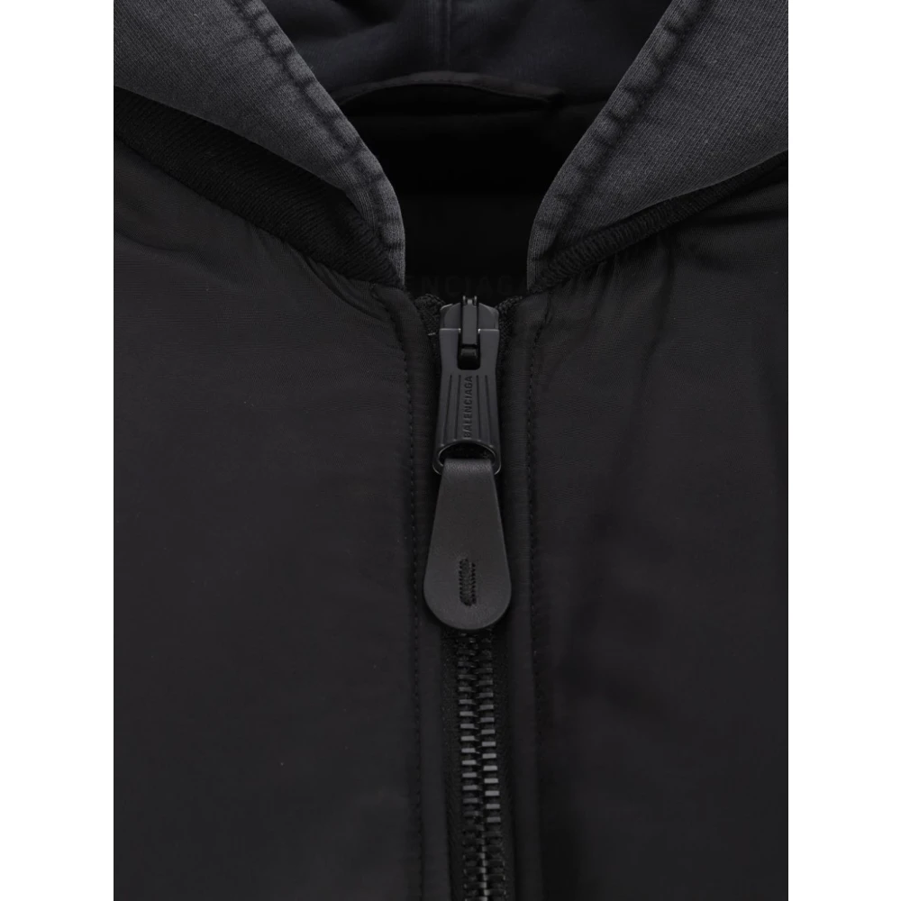 Balenciaga Zwarte Hooded Bomberjas Black Dames