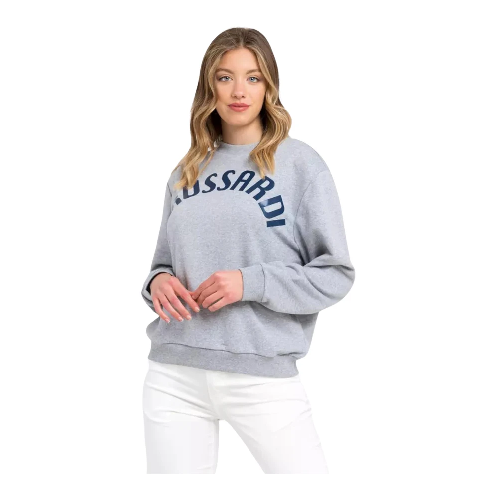 Trussardi Women's Gray Cotton Oversized Sweater With Maxi Lettering