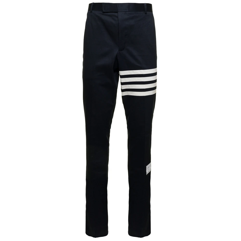 Thom Browne Donkerblauwe Broek met Hoge Taille Blue Heren