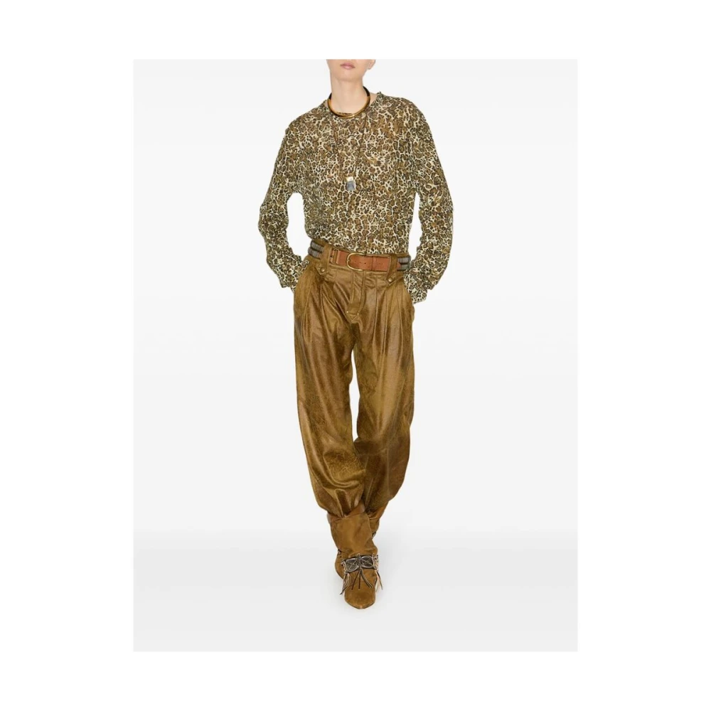 Isabel marant Luipaardprint Katoen Ronde Hals T-shirt Brown Dames