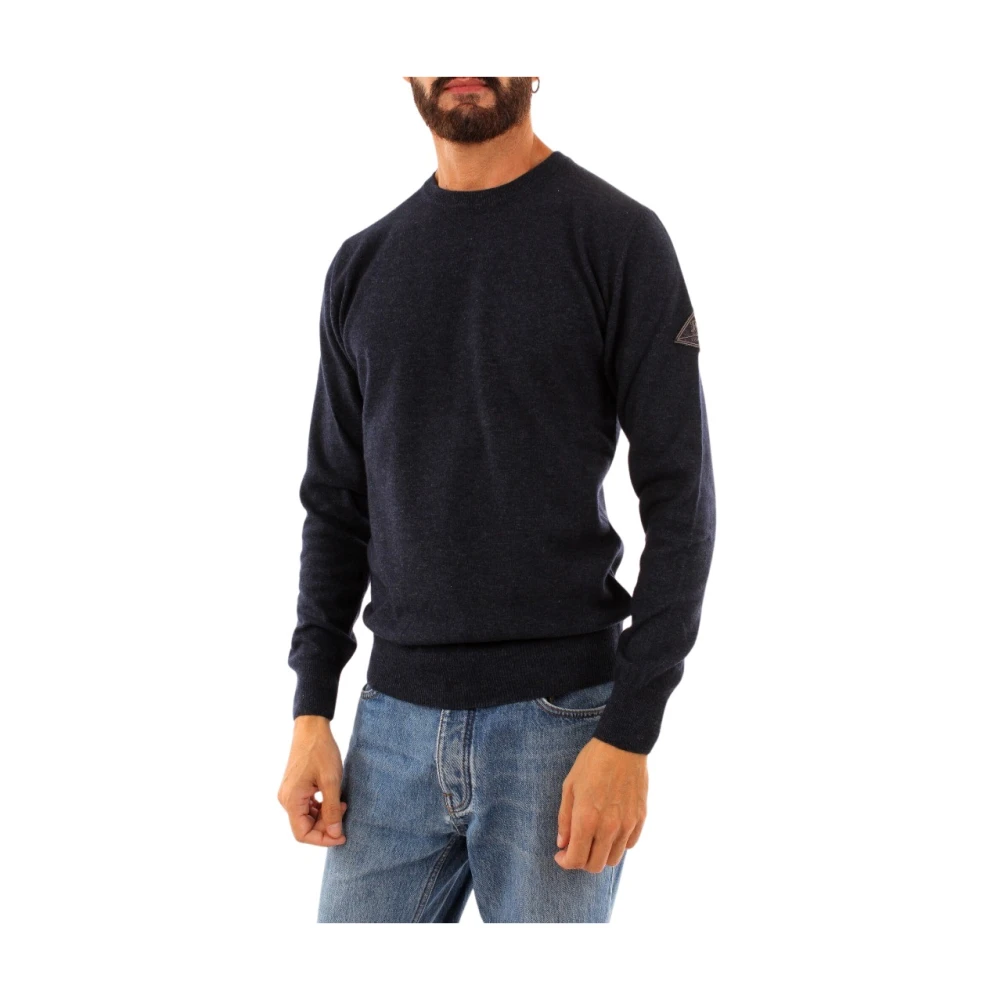 Roy Roger's Slim Fit Wolblend Crew Neck Sweater Blue Heren