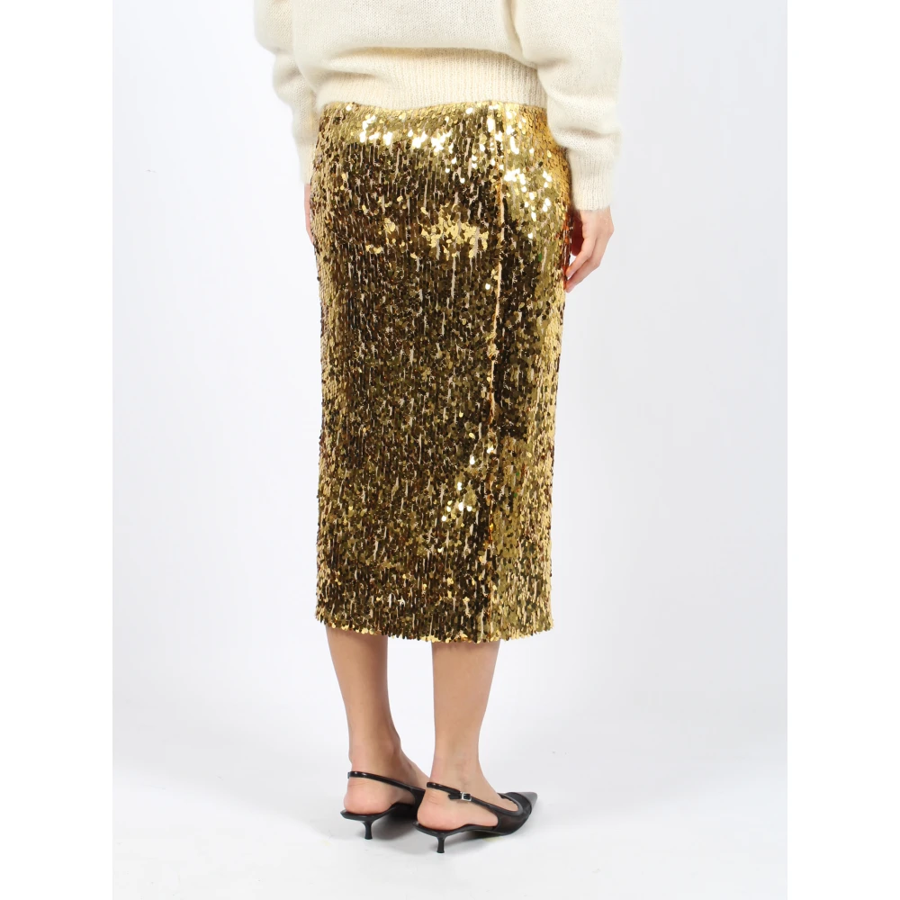Nude Pailletten Tule Midi Rok Yellow Dames