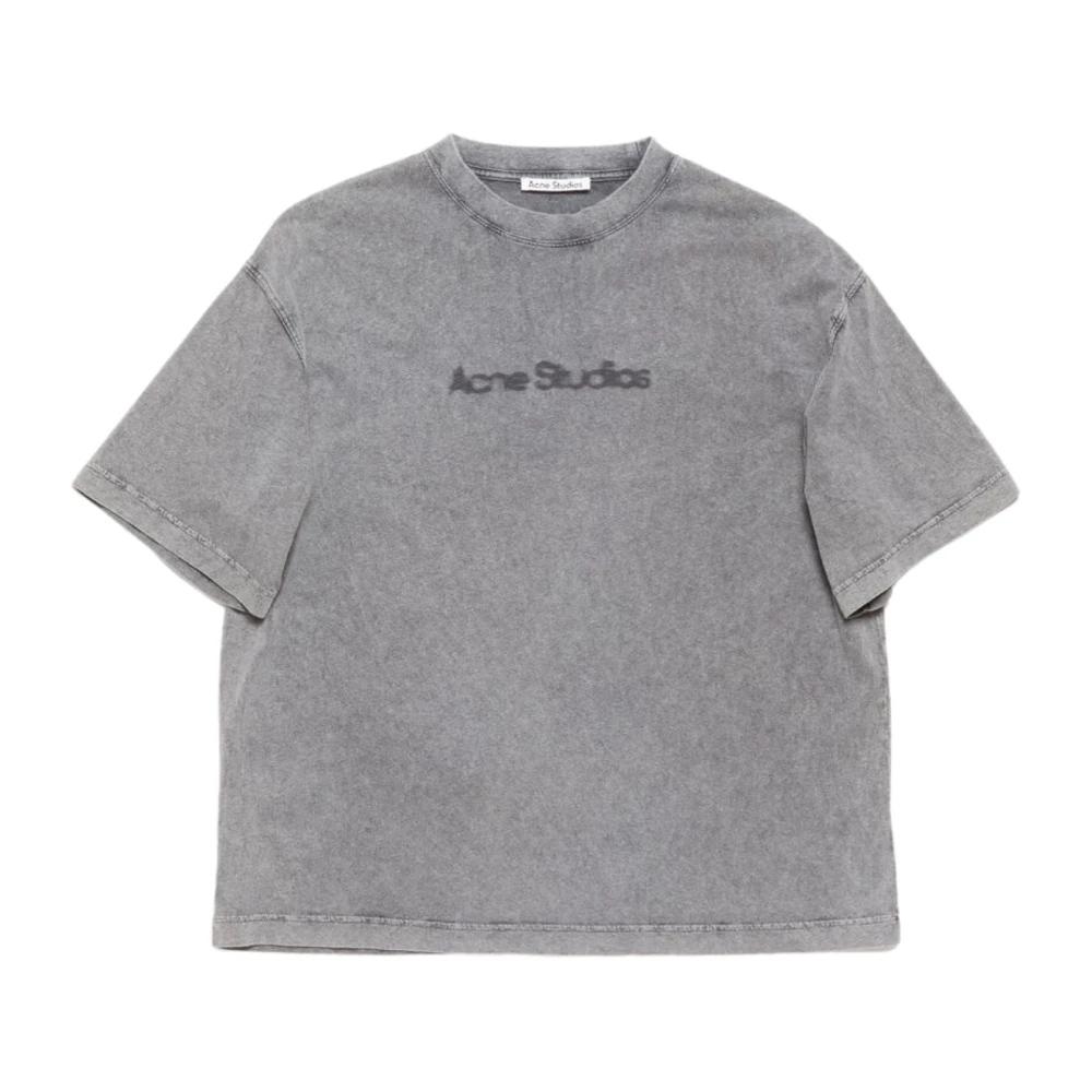 Acne Studios Vintage Zwart Logo T-Shirt Gray Heren