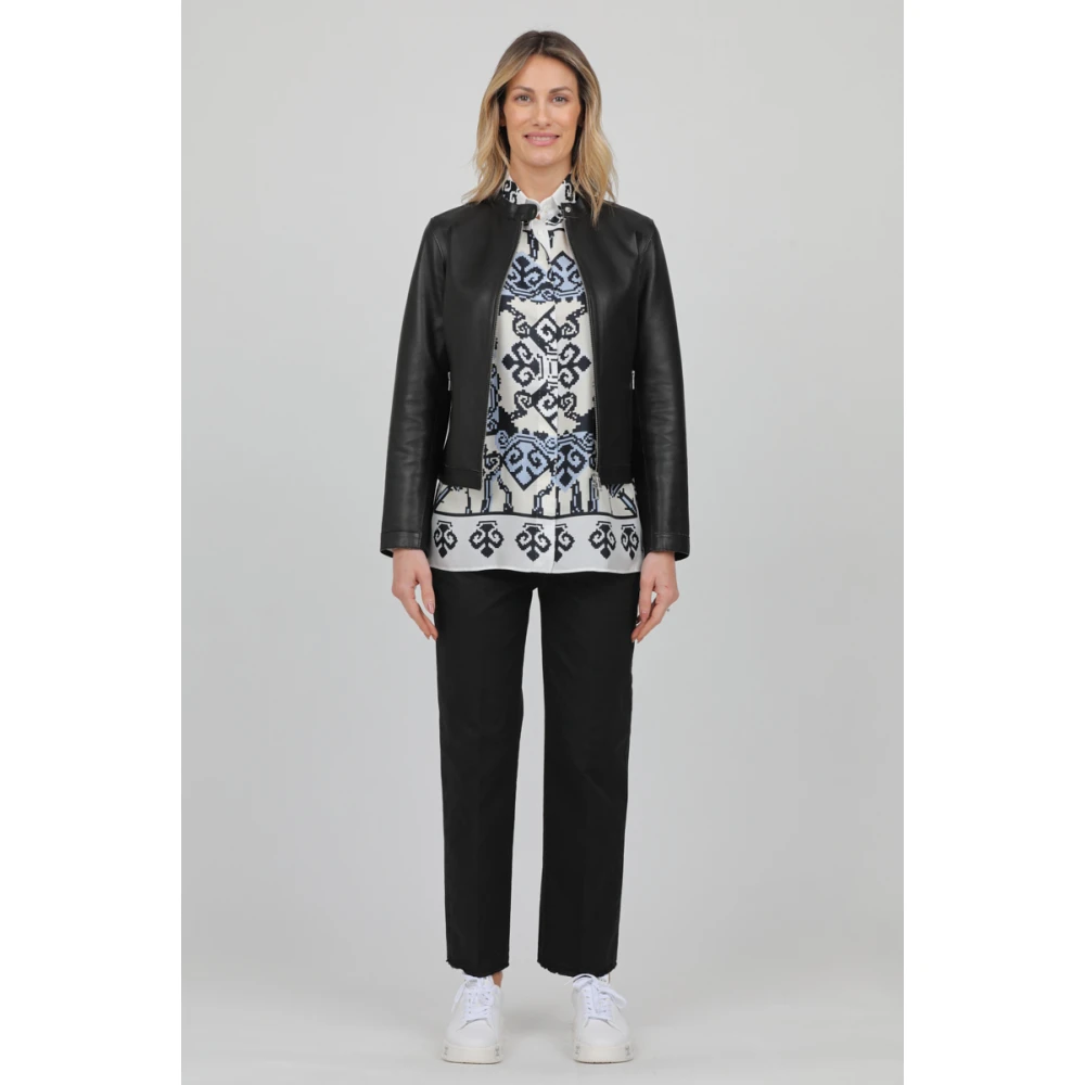 Via Masini 80 Stretch gabardine broek Black Dames