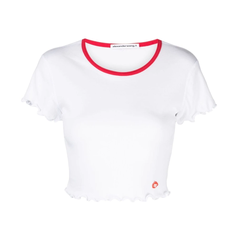 alexander wang Contrasterende Trim Appel Logo T-shirts en Polos White Dames