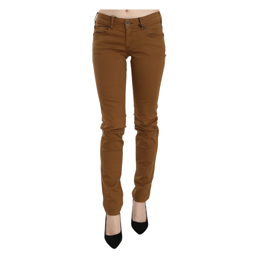 Plein Sud Women's Brown Mid Waist Skinny Denim Jeans