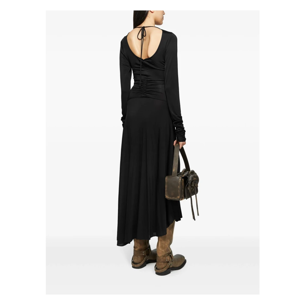 Acne Studios Zwarte Lange Mouw Uitlopende Jurk Black Dames