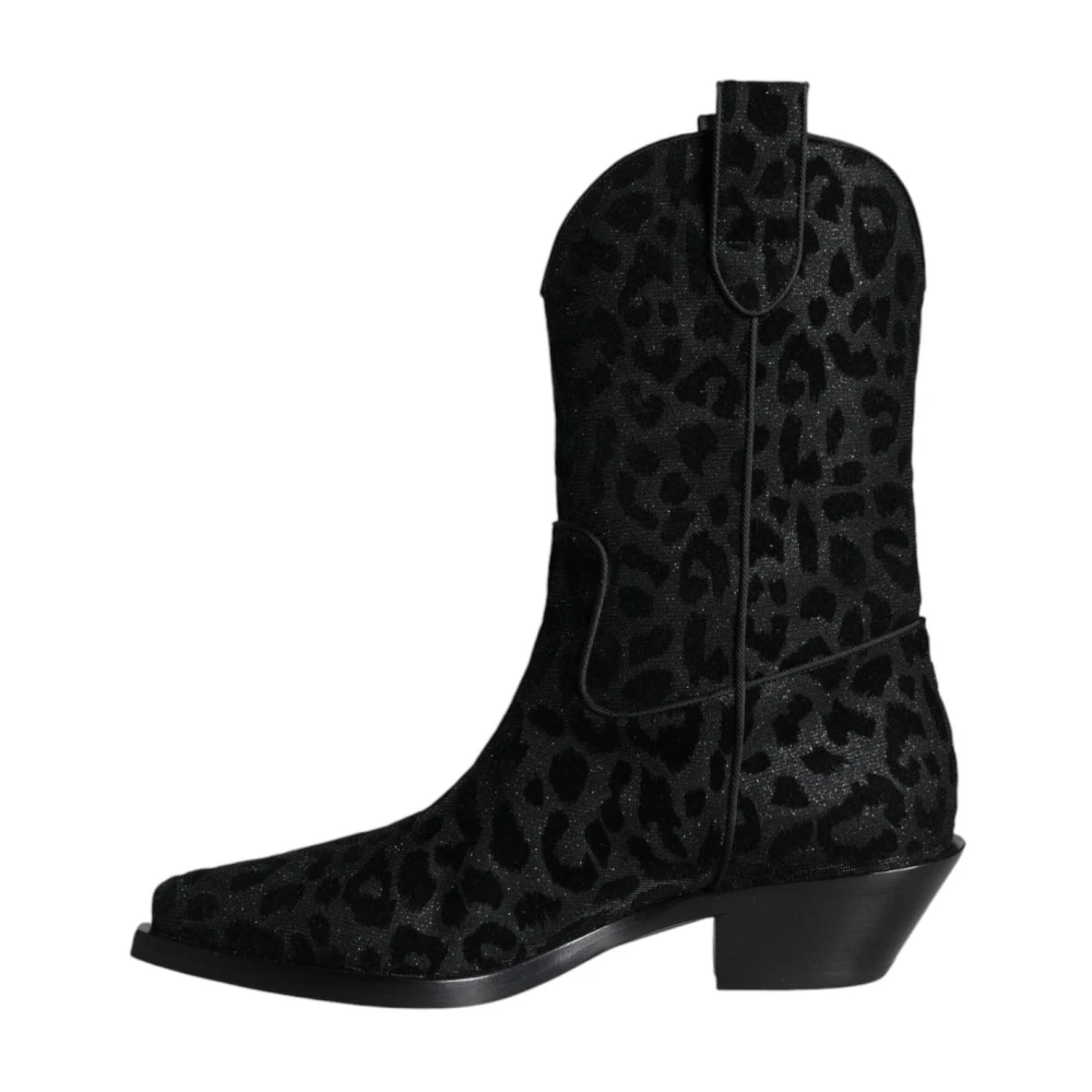 Dolce & Gabbana Luipaardprint Cowboy Laarzen met Leren Zool Black Dames