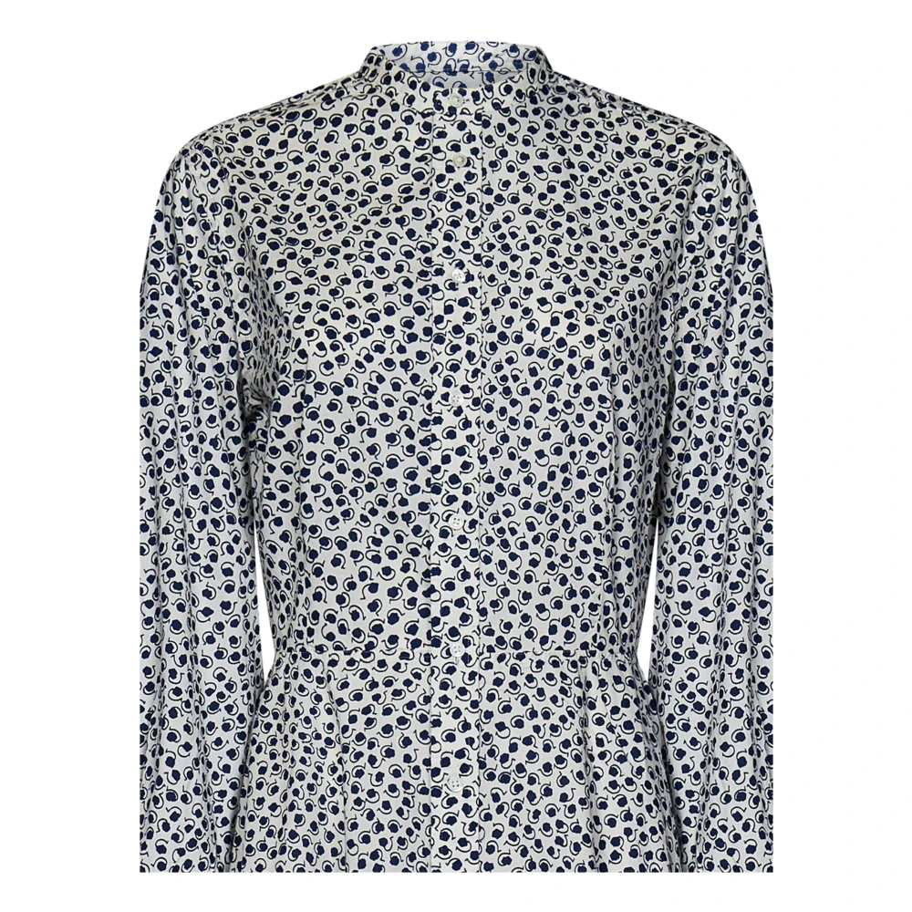 Polo Ralph Lauren Blauwe Jurk met Bloemenprint en Knoopsluiting Blue Dames