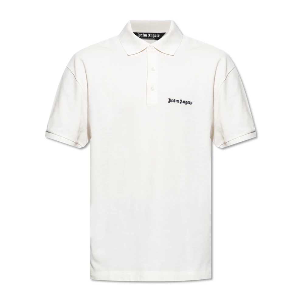 Palm Angels Polo met geborduurd logo White Heren