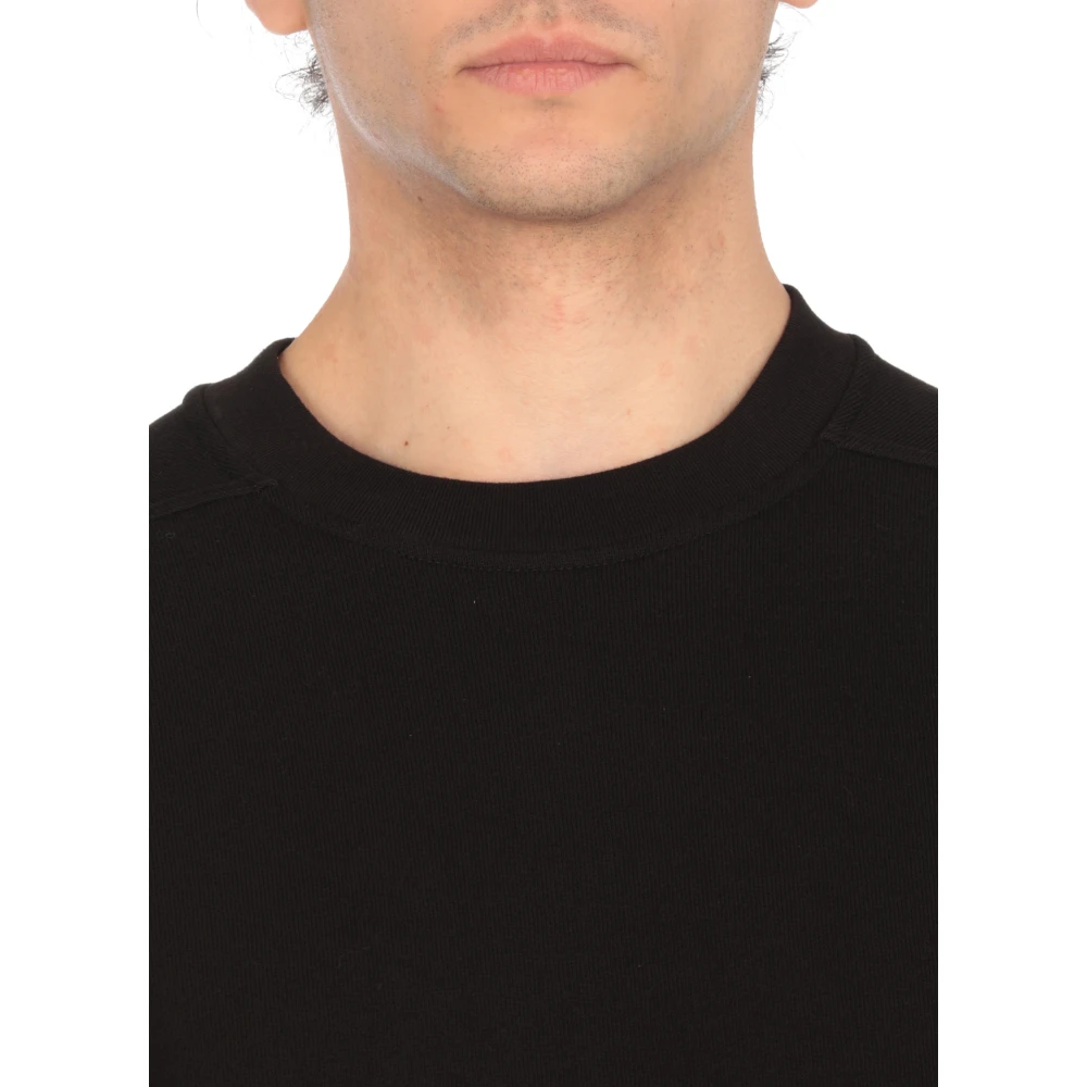Rick Owens Zwart Katoen Fleece Crewneck T-shirt Black Heren