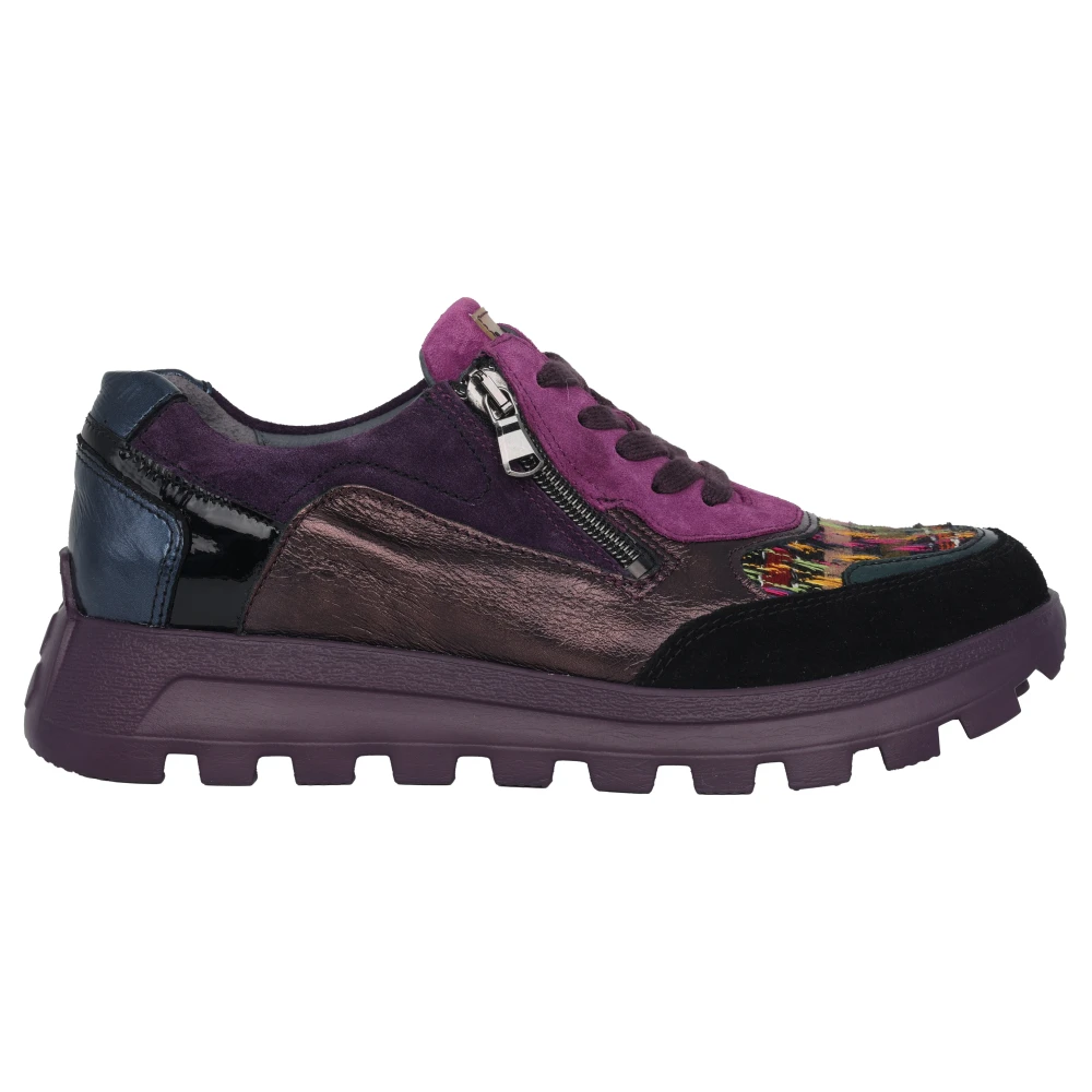 Waldläufer Paarse Mix Brede Pasvorm Sneaker Dames Schoenen