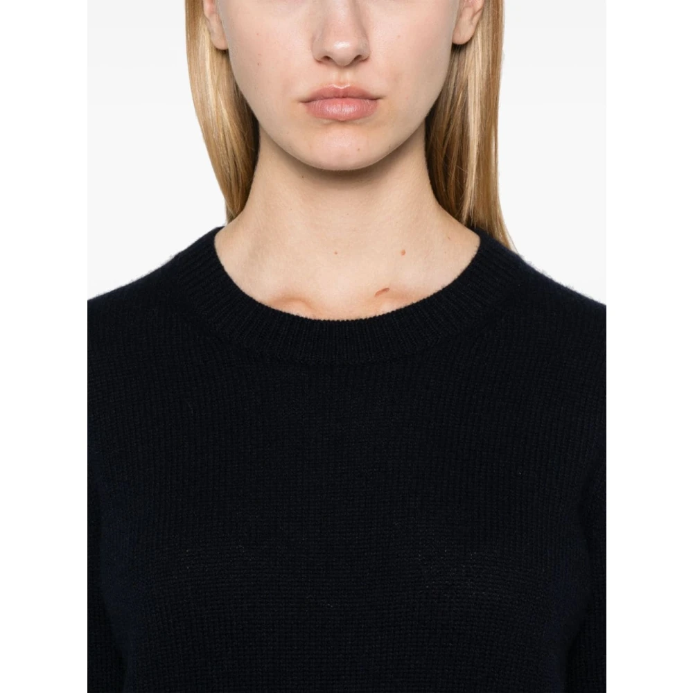 allude Blauwe Cashmere Trui Geribbelde Zoom Blue Dames