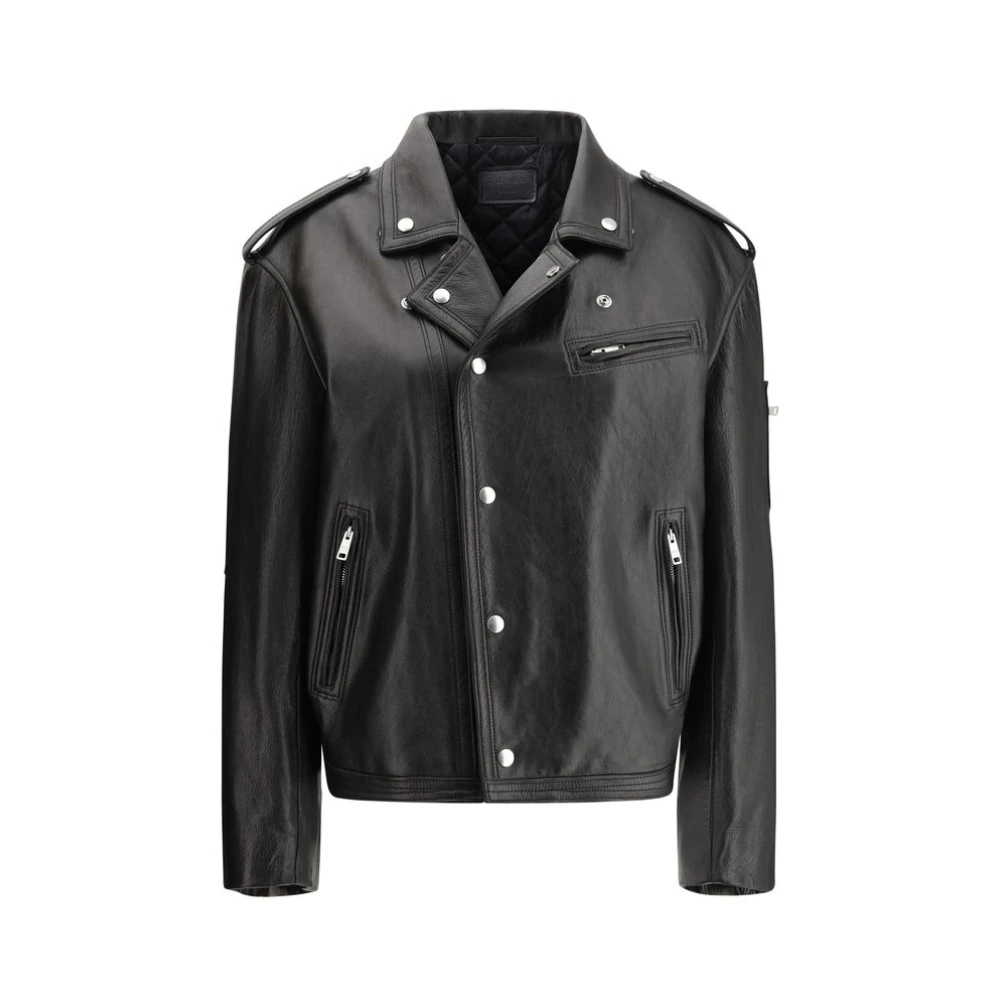 Prada Urban Biker Leren Jas Black Dames