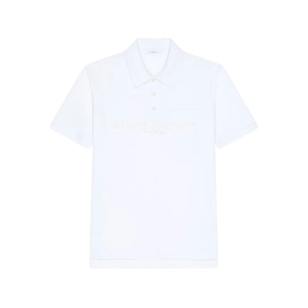 Givenchy Men's White Polo In Cotton And Silk With Paris Jacquard
