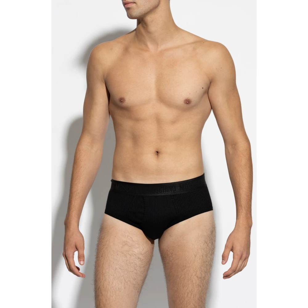 Moschino Ribbed Briefs Black Heren
