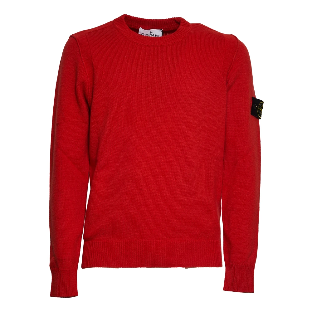 Stone Island Red Lambswool Jumper Aw25 - Male - Round-Neck Knitwear - S - Knitwear