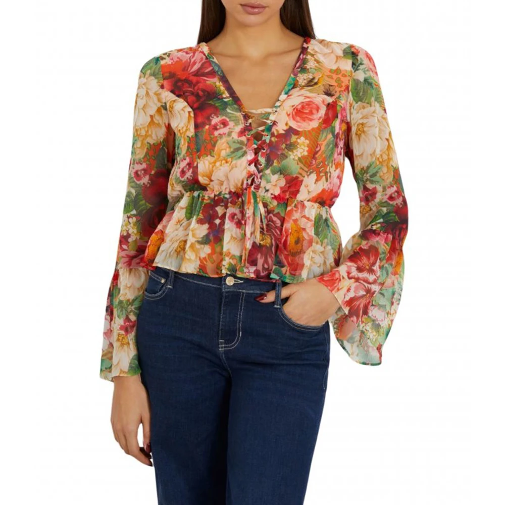 Guess Bloemenoverhemd Roze Multicolor Dames