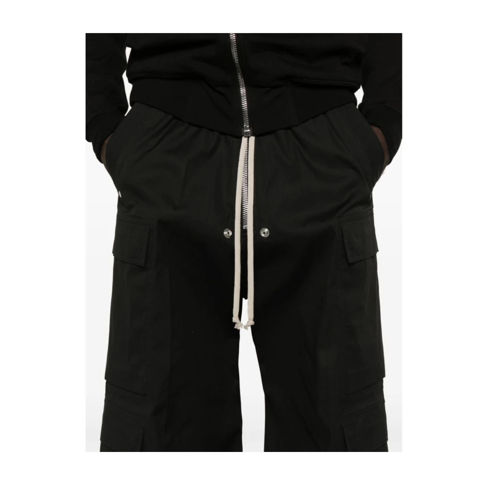 Rick Owens Cargo Broeken met Riemen en Wijde Pijpen Black Heren