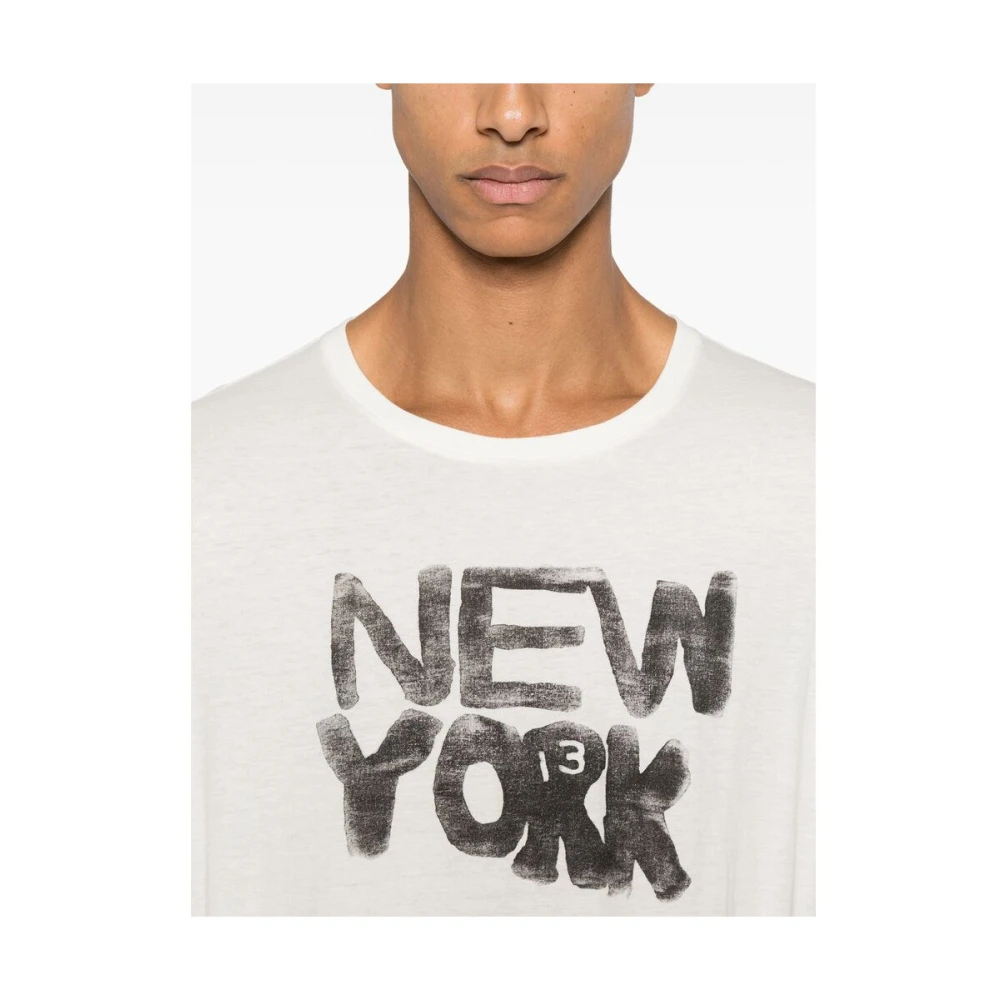 R13 Witte Crew Neck Drop Shoulder T-shirt White Heren
