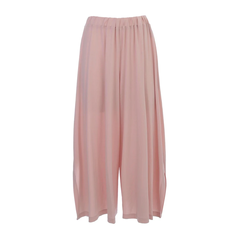 Issey Miyake Wijde Pijp Knielengte Shorts Elastische Taille Pink Dames