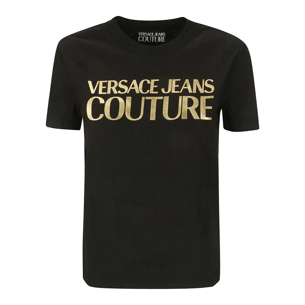 Versace Jeans Couture T-shirt met bedrukt crew logo Black Heren