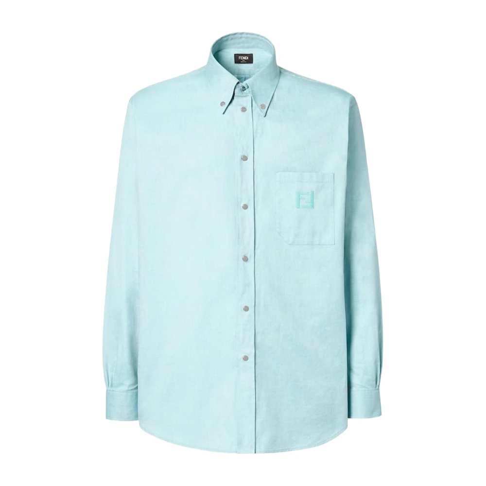 Fendi Grön Cotton Blend Långärmad Skjorta