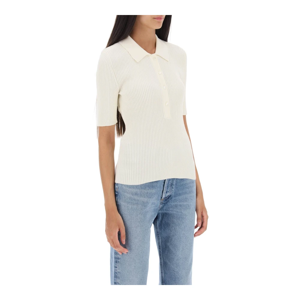 A.p.c. Ribgebreid Poloshirt White Dames