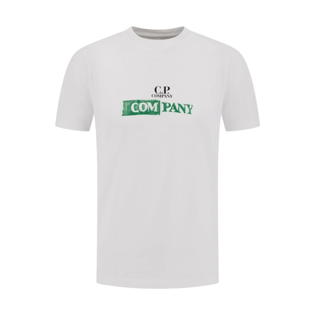 C.p. Company Men's White Logo Print Short Sleeve T-Shirt
