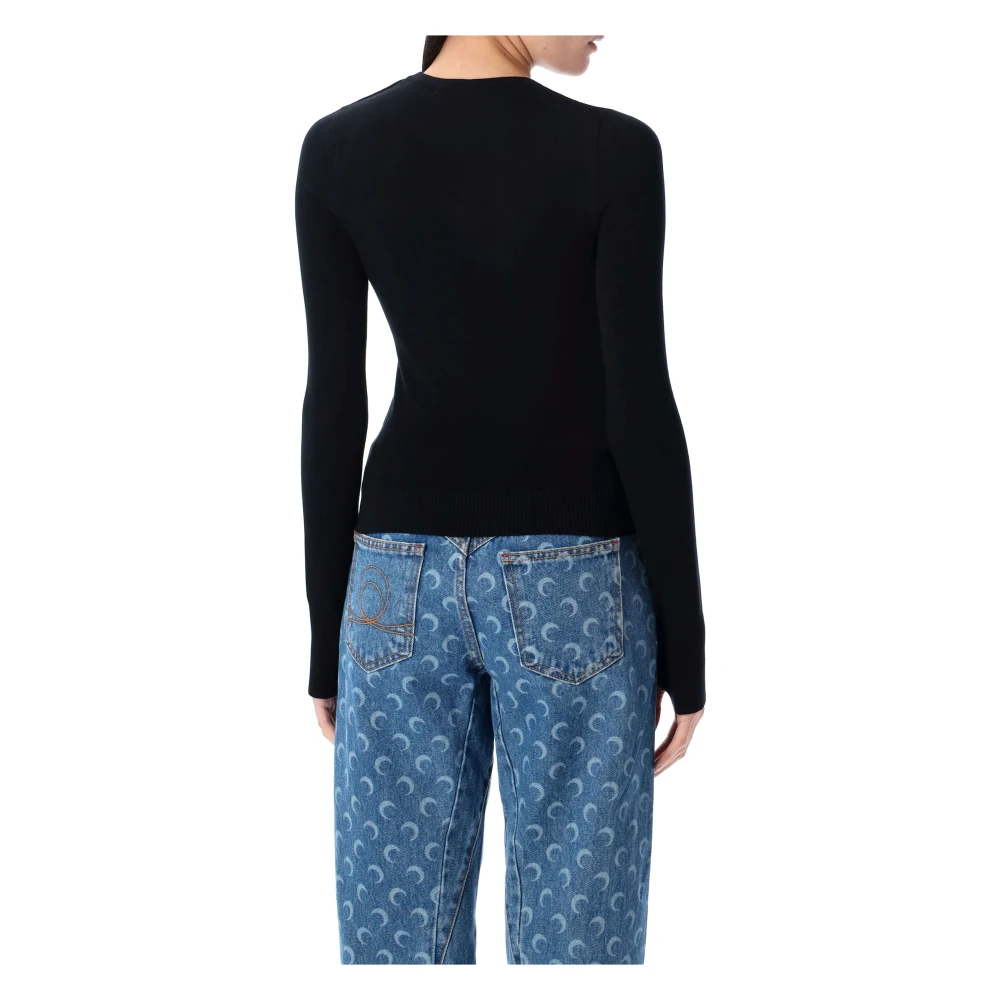 Marine Serre Moon Logo Gebreid Zwart Sweater Black Dames