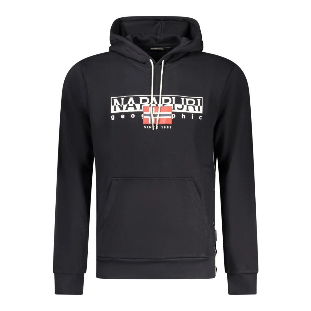 Napapijri Zwarte Katoenen Hoodie Sweatshirt met Logo Black Heren