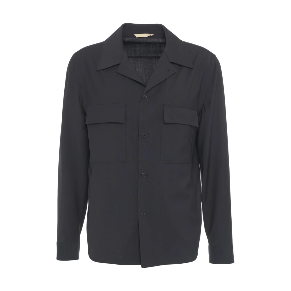 Briglia Blauwe Wollen Overshirt Jas Blue Heren