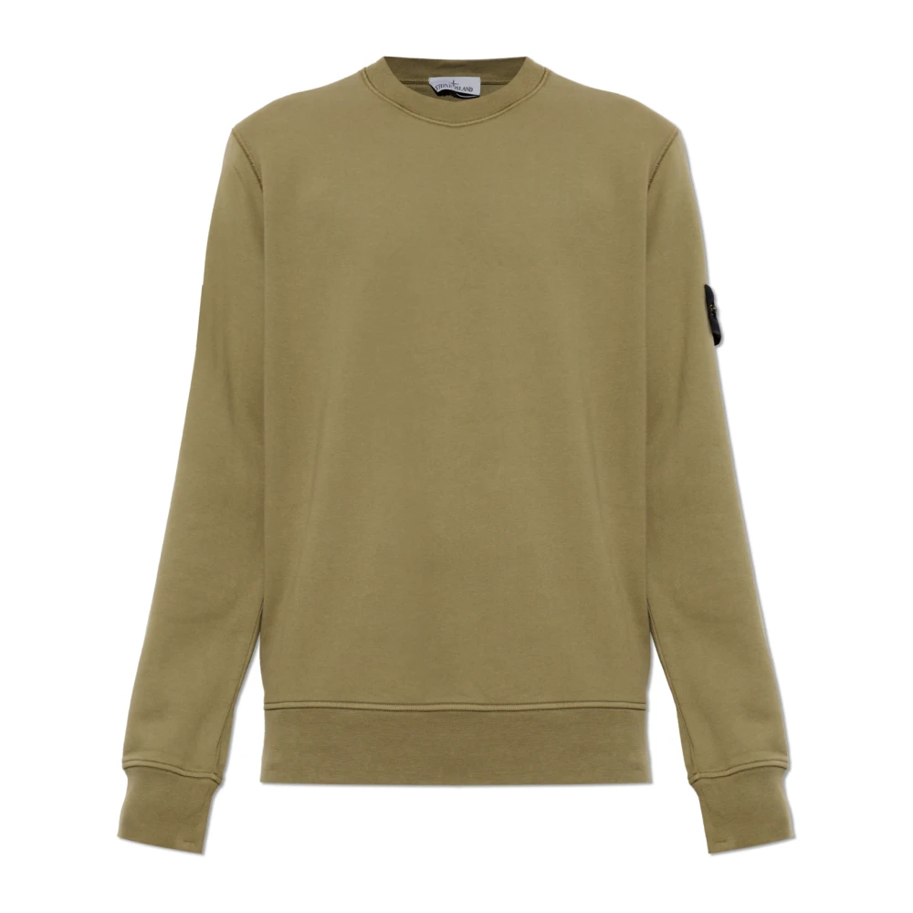 Stone Island , Sweatshirts, Male, Green, L, Crewneck Sweatshirt With Logo Patch