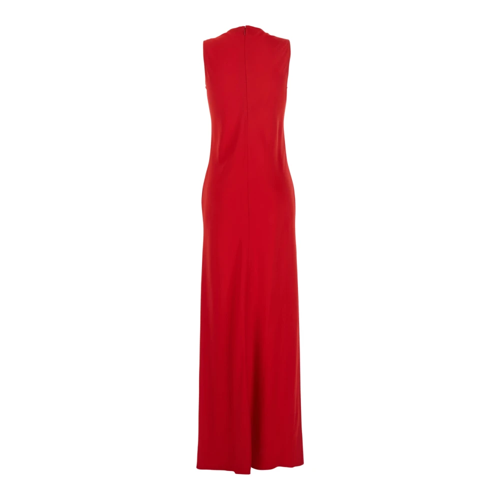 Ami Paris Rode Mouwloze Jurk Ronde Hals Viscose Red Dames