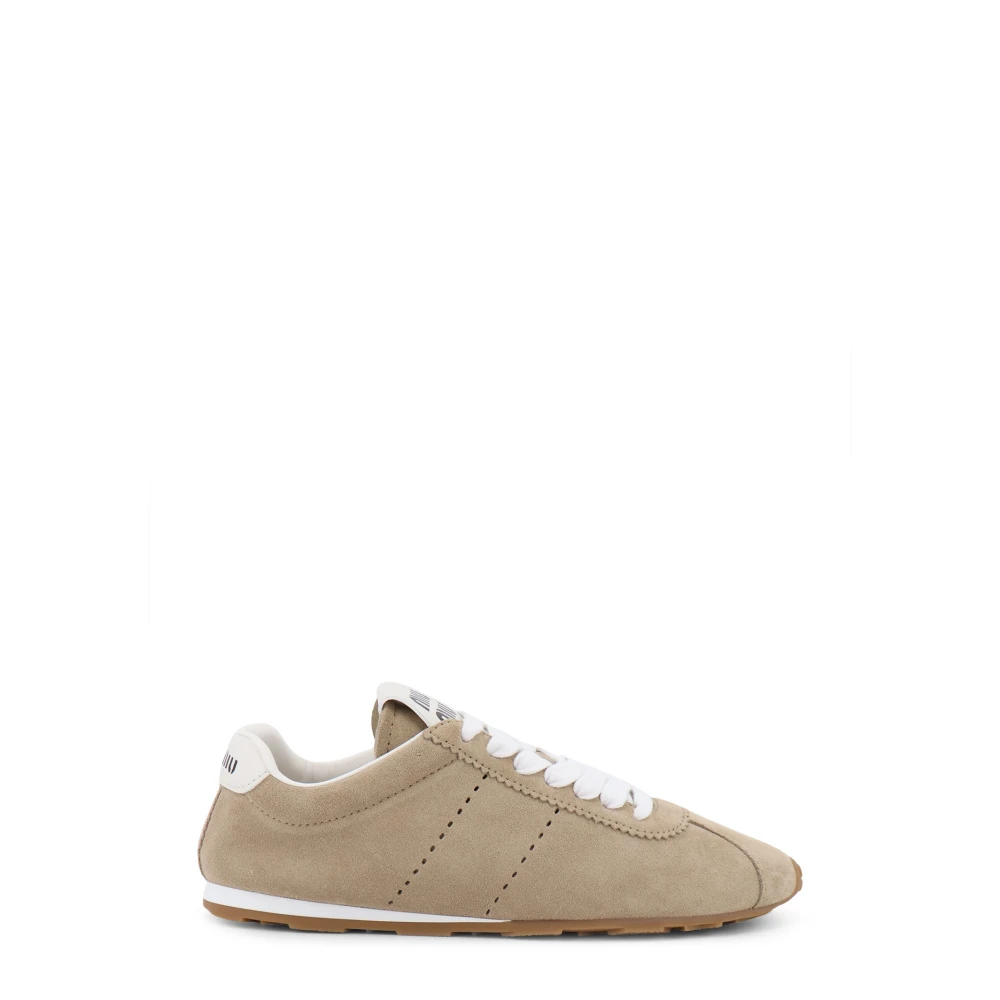 Miu Miu Plume Suede Trainers - Female - Sneakers - Beige - 8 Uk - Shoes